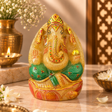 World of Oorja Yellow Quartz Ganesha Idol with 22K Gold Hand-Painted Finish 1198g