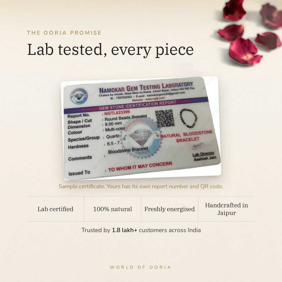 Bloodstone Bracelet – The Stone of Health lab certificate – World of Oorja