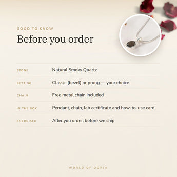 Smoky Quartz Pendant – good to know before you order: what is in the box, energised after order