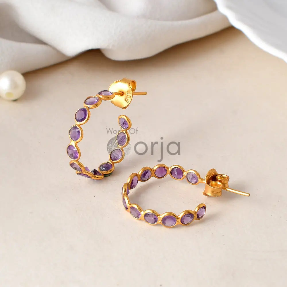 Amethyst Hoop Earring