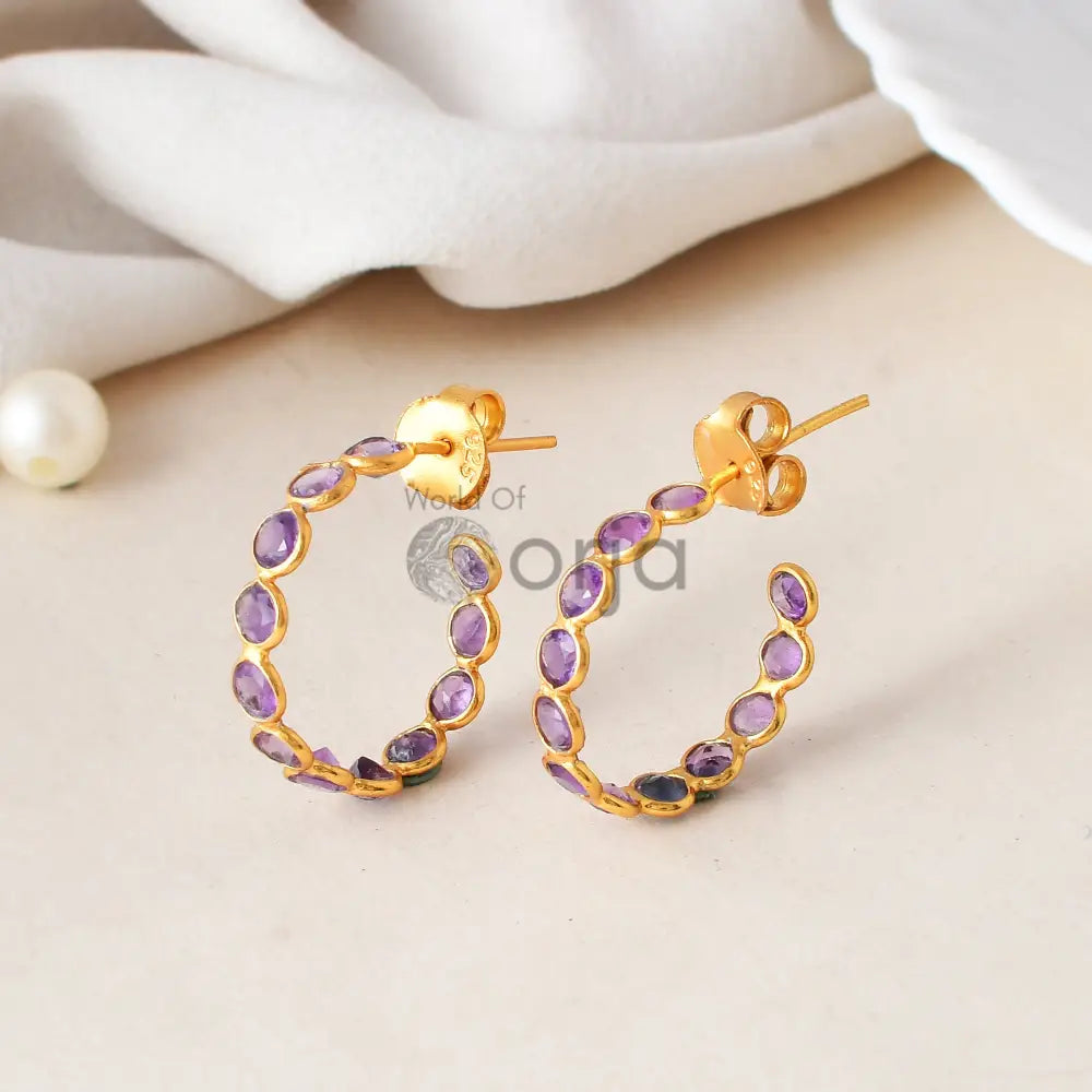 Amethyst Hoop Earring