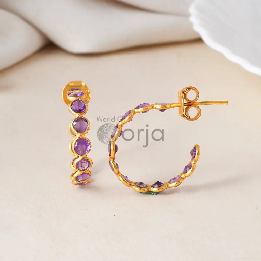 Amethyst Hoop Earring - WorldOfOorja