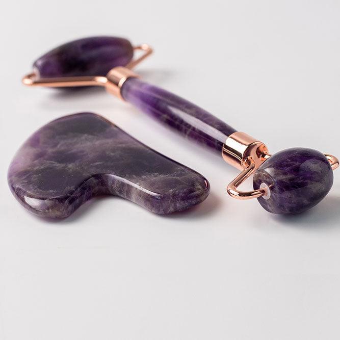 Amethyst Roller &amp; Gua Sha Combo - WorldOfOorja