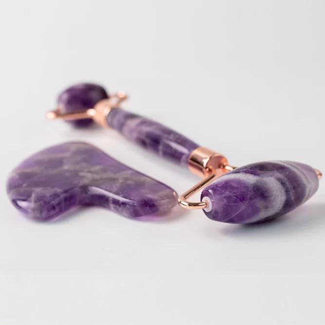 Amethyst Roller &amp; Gua Sha Combo - WorldOfOorja