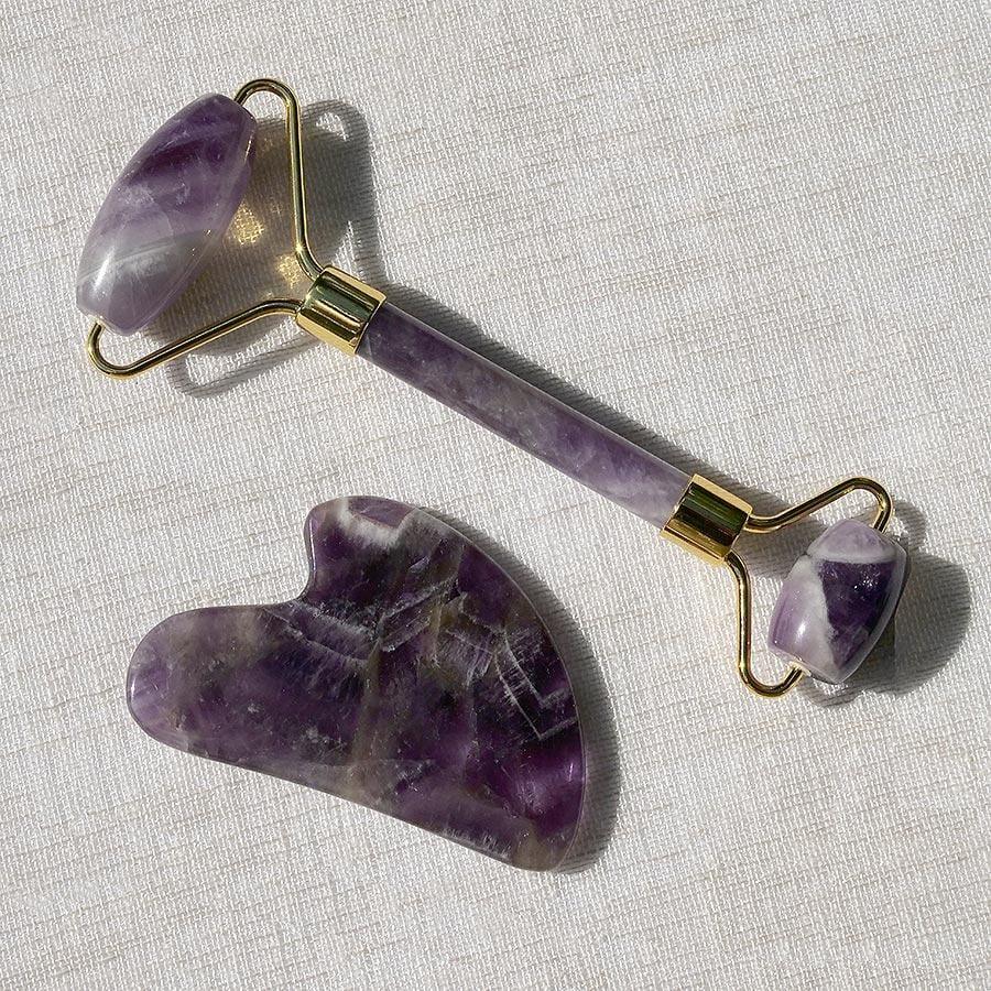 Amethyst Roller &amp; Gua Sha Combo - WorldOfOorja