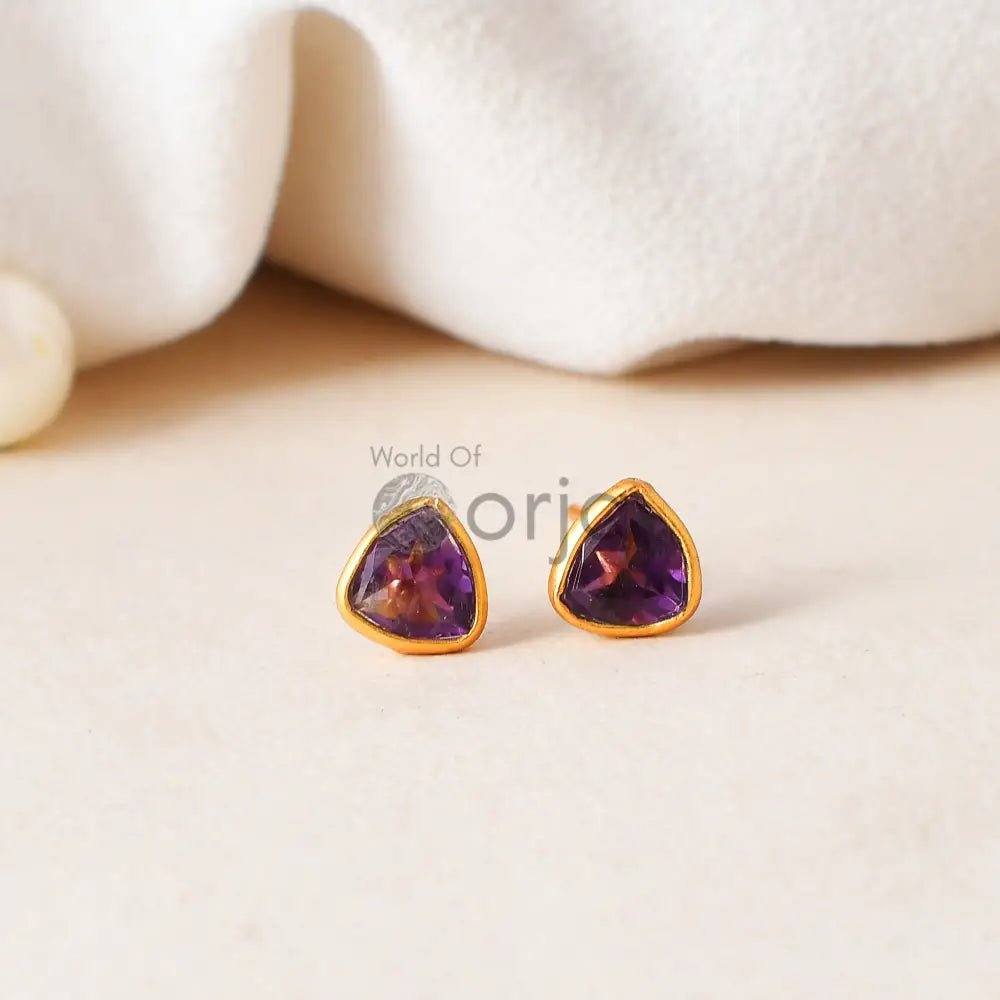 Amethyst Stud Earring - WorldOfOorja