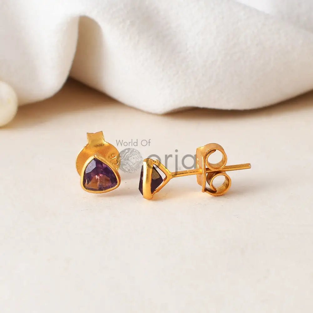 Amethyst Stud Earring - WorldOfOorja