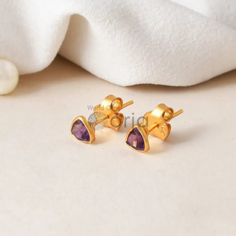 Amethyst Stud Earring - WorldOfOorja