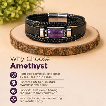 Amethyst Leather Bracelet – image 2