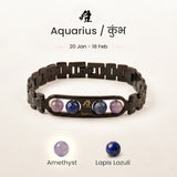 Aquarius zodiac bracelet with Amethyst and Lapis Lazuli – Kumbh rashi crystal bracelet