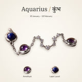 Aquarius zodiac constellation bracelet for women with Amethyst and Lapis Lazuli – silver