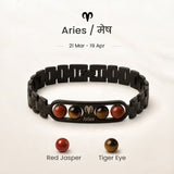 Aries zodiac bracelet with Red Jasper and Tiger Eye – Mesh rashi crystal bracelet