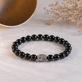 Black Tourmaline bracelet showing natural crystal texture - AAA grade certified gemstone India