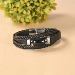 Black Tourmaline Leather Bracelet – image 1