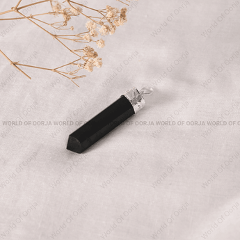 Black Tourmaline Pencil Pendant - WorldOfOorja