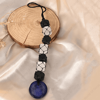 Black Tourmaline & Selenite Cubes Hanging - WorldOfOorja