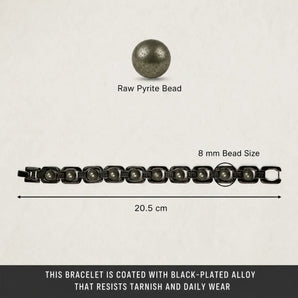 Black Metal Raw Pyrite Bracelet – image 2