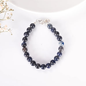 Natural Blue Sapphire Silver Adjustable Bracelet (Neelam) – image 2