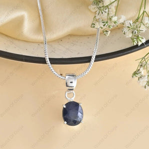 Blue Sapphire (neelam) Pendant - WorldOfOorja