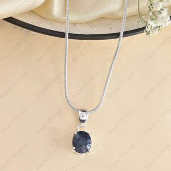 Blue Sapphire (neelam) Pendant - WorldOfOorja