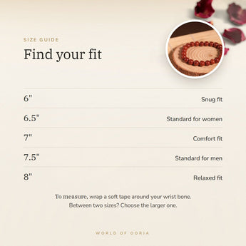 Red Jasper Bracelet size guide – 6 to 8 inch