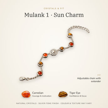 Mulank 1 bracelet crystals and fit – Carnelian, Tiger Eye, adjustable chain