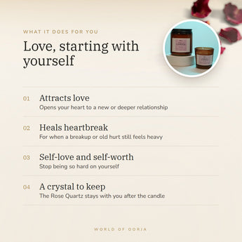 Rose Quartz Crystal Candle benefits – World of Oorja