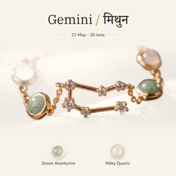 Gemini zodiac constellation bracelet for women – gold