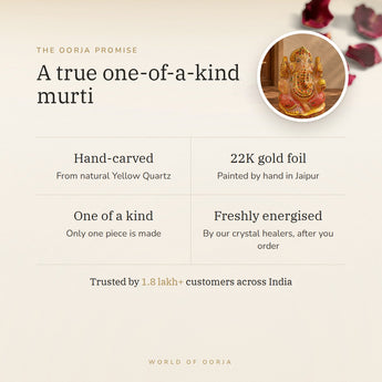 The Oorja promise – Hand-Painted Yellow Quartz Ganesha (732 g)