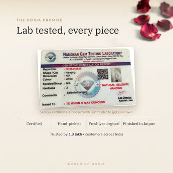 Selenite Cubes Hanging certificate – The Oorja promise