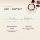 How to wear your Custom Crystal Bracelet – left wrist, morning wish, recharge on selenite or moonlight