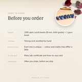Lapis Lazuli Mala – good to know before you order: what is in the box, energised after order