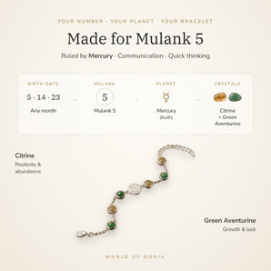 Made for Mulank 5 – birth dates, ruling planet Mercury and crystals Citrine and Green Aventurine