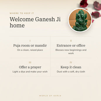 Green Aventurine Ganesh Ji Murti (400 g) – welcome ganesh ji home, how to use and where to keep it