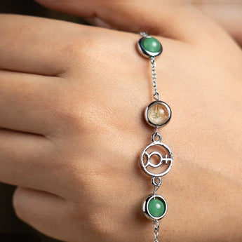 Wearing the Mulank 5 Mercury charm bracelet on the wrist