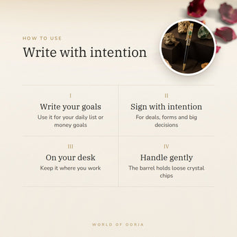 Dhan Yog Crystal Pen – write with intention, how to use and where to keep it