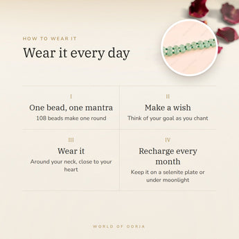 How to wear your Green Jade Mala – daily wear, recharge on selenite or moonlight