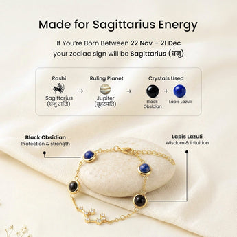 Wearing the Sagittarius constellation bracelet – gold
