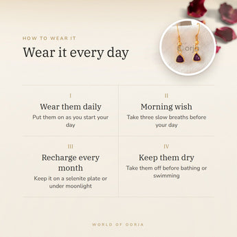 How to wear your Amethyst Hanging Earrings – daily wear, recharge on selenite or moonlight