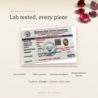 Lakshmi & Shree Yantra Jade Coin certificate – The Oorja promise