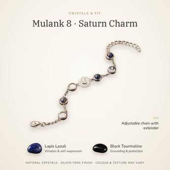 Mulank 8 bracelet crystals and fit – Lapis Lazuli, Black Tourmaline, adjustable chain