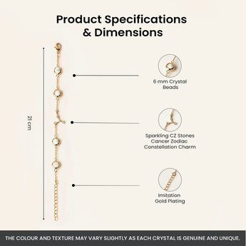 Cancer bracelet specifications – gold
