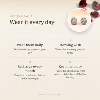 How to wear your Raw Pyrite Studs – daily wear, recharge on selenite or moonlight