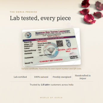 Lapis Lazuli Mala certificate – The Oorja promise