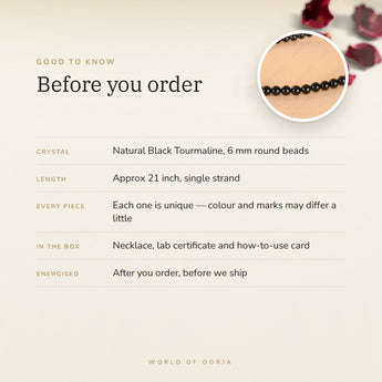Black Tourmaline Necklace – good to know before you order: what is in the box, energised after order