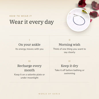 How to wear your Lapis Lazuli Anklet – daily wear, recharge on selenite or moonlight