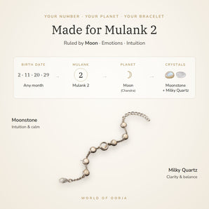 Made for Mulank 2 – birth dates, ruling planet Moon and crystals Moonstone and Milky Quartz