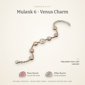 Mulank 6 bracelet crystals and fit – Rose Quartz, Milky Quartz, adjustable chain