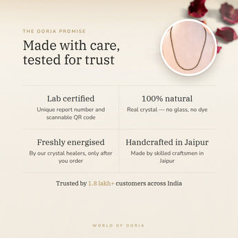 The Oorja promise – Pyrite Necklace, certified and energised after you order