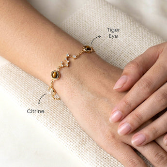 Wearing the Leo constellation bracelet – gold